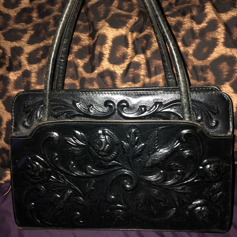 Vintage leather horse handbag